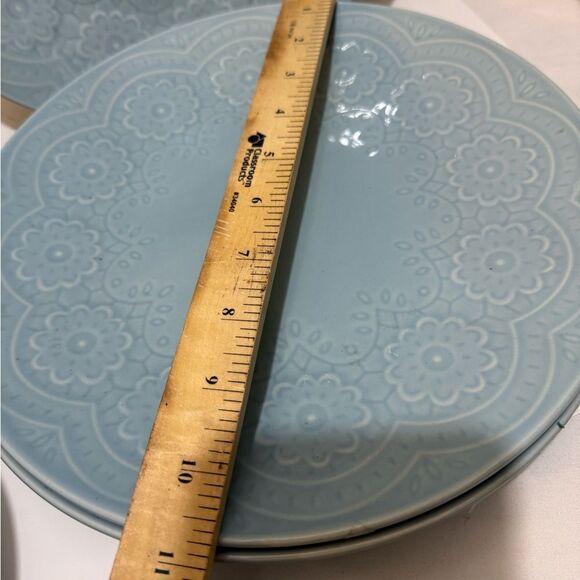 Gibson Elite Alemany 3 Piece Dinner Plate & 2,Salad bowls Dinnerware  Set, Aqua - Picture 7 of 9